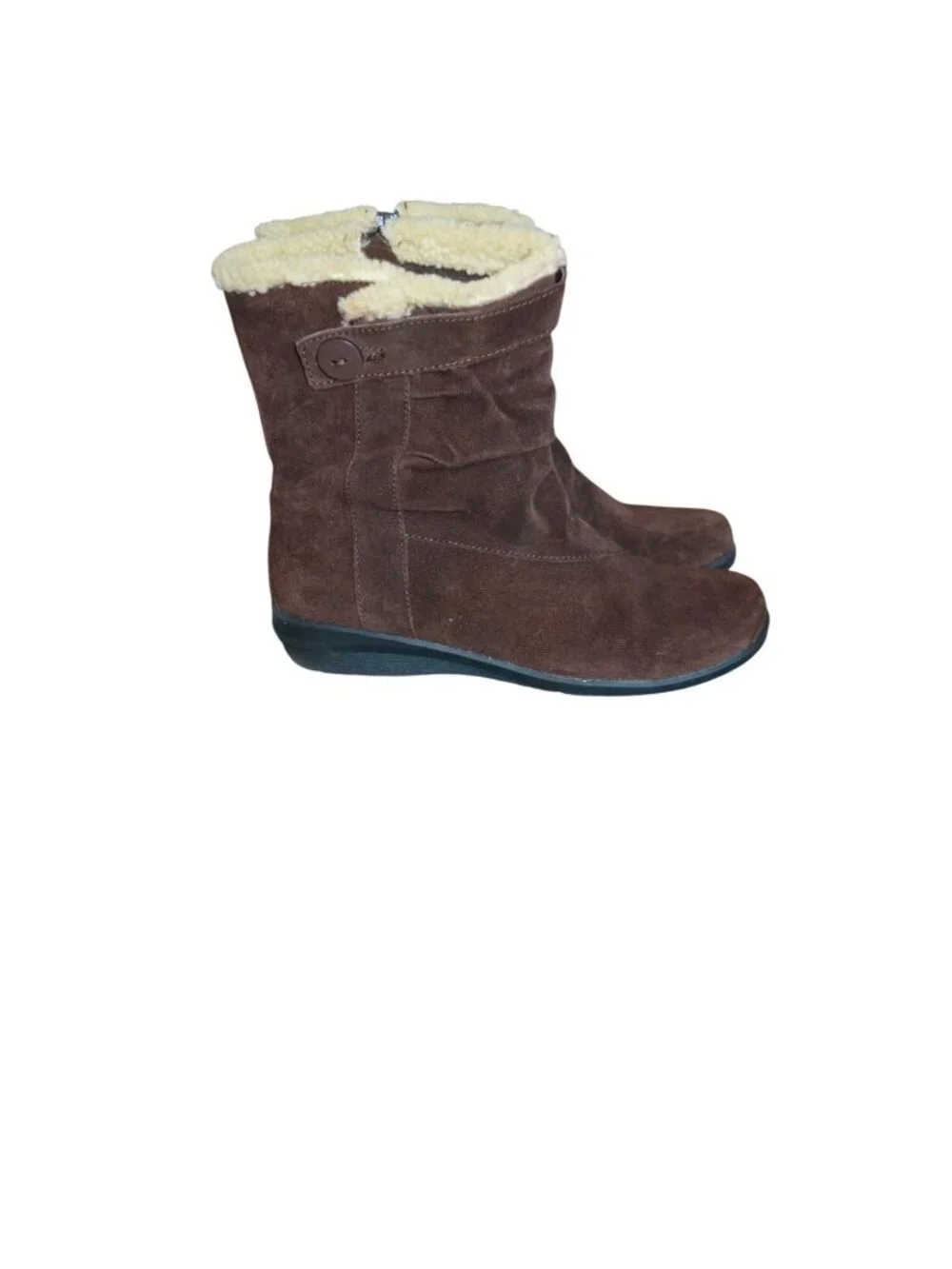 Clarks Bendables Anna Capitol Brown Winter Boots Sherpa Lined Women's Size 7.5